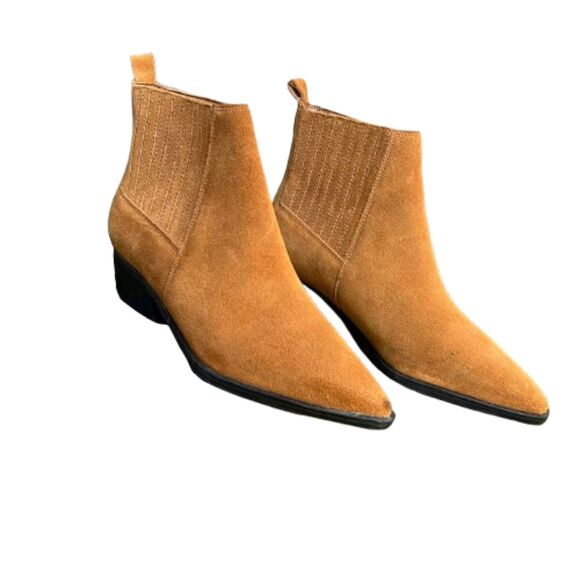 NWOB Marc Fisher Yarita Western Brown Suede Pointed Toe Ankle Boots Size 5M - Picture 7 of 8